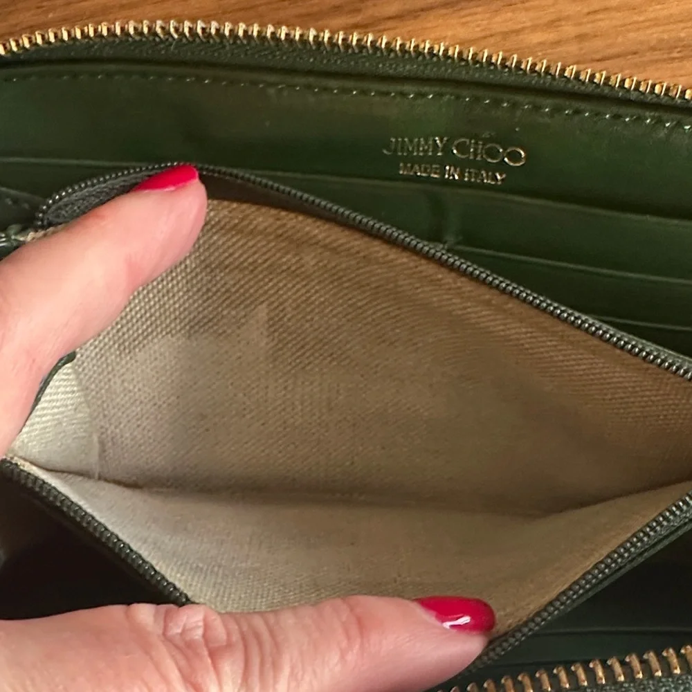 Jimmy Choo Forest Green Wallet with Star Studs - Picture 6 of 9